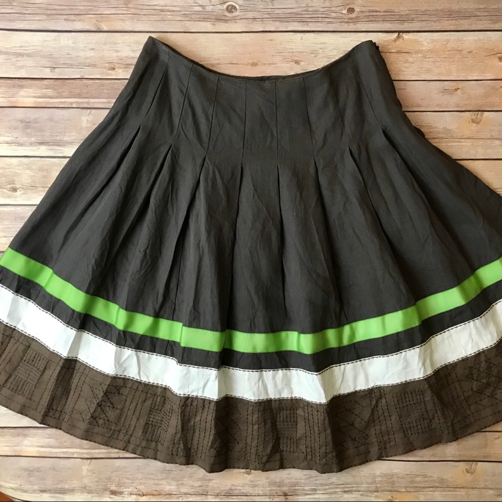 W by Worth 100% Linen Pleated Skirt …